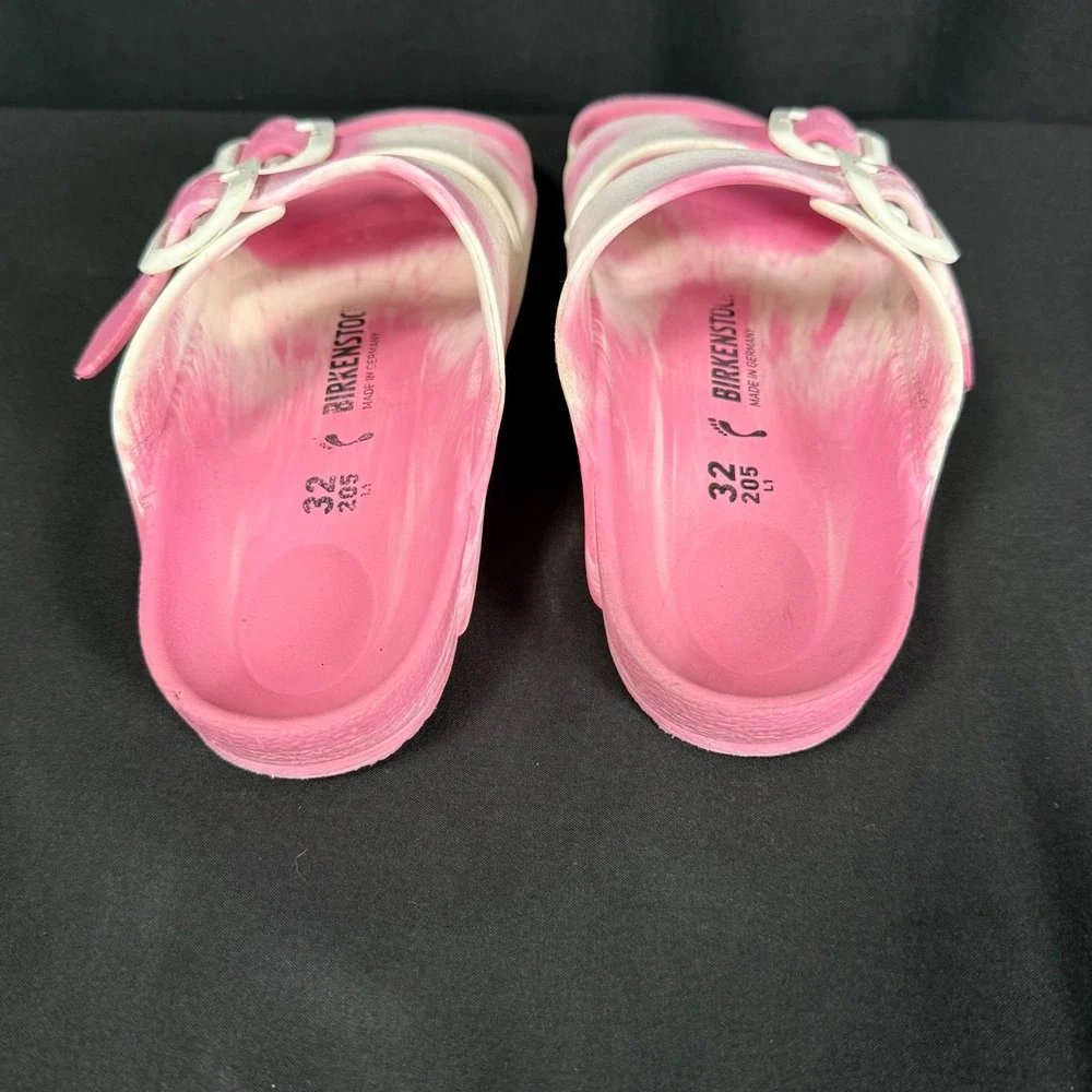 Birkenstock Arizona EVA Youth Sandals Candy Pink White Marble Slides Size 32